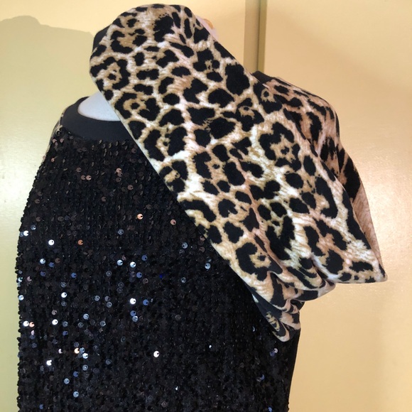 Boston Proper Sequin Leopard Print Velvet Dress - Picture 7 of 10